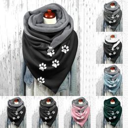 Scarves Women Dog Print Scarf Hijabs Lady Fashion Retro Female Multi-purpose Shawl Button Wraps Foulard Femme Casual Warm