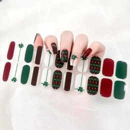 Stickers Decals Merry Christmas Nail Art Sticker Semi-Cured Gel Nail Wraps Simple Adhesive Waterproof Gel Nail Strips Harden In UV Lamp Need 231202