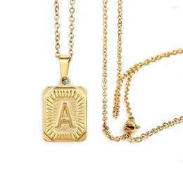 Pendant Necklaces Initial Necklace For Women Men 26 Letters Gold Colour Stainless Steel Cuban Curb Chain Jewellery Wholesale Wedding Gift