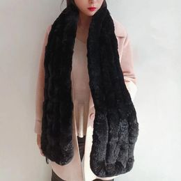 Scarves Fashion Real Fur Scarf Winter Women Warm Natural Rex Muffler Shawl Lady Casual Long Ex-factory Price