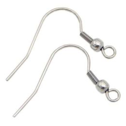 Hypo Allergenic Stainless Steel Earring Hook Stainless Steel Silver Earwires Fish Hooks Earrings Findings DIY Jewellery Makings 200p270b