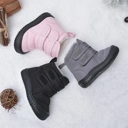 Boots Winter Hook & Loop Thin Cotton Children Snow Korean Style Casual 2023 Kids Boys And Girls Short Warm Waterproof