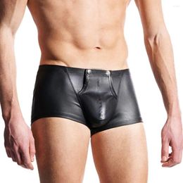 Underpants Mens Leather Shorts Soft Underwear Bulge Pouch