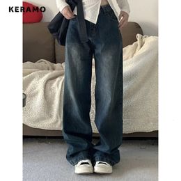 Women's Jeans Korean Vintage Fashion High Waist Street Style Blue Straight Pants Wide Leg Baggy Y2K Female Denim Trouser 231201