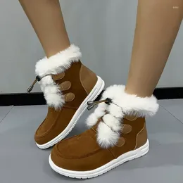 Boots Women's Snow 2023 Fashion Versatile Solid Colour Plush Ankle Elastic Band Warmth Winter