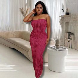 Casual Dresses 2023 Summer Women'S Fashion Striped Sexy Wrap Chest Hollow Back High Waist Bag Hip Dress