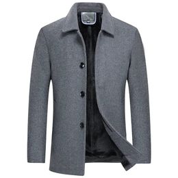 Men's Wool Blends 2023 Winter Men Business Casual Woollen Jacket Turn Down Collar Coat Thicken Warm Male Trench Windbreaker 231201