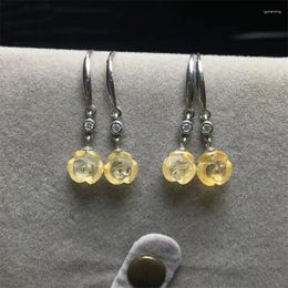 Strand Natural Citrine Small Flower Drop Earrings Energy Crystal Gemstone Mineral String Woman Amulet Jewellery Healing Gift