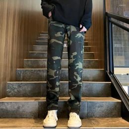 Men's Pants American Retro Vintage Camouflage Men Causal Loose High Street Slightly Flared Overalls Trousers Male Clothes