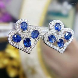 Stud Earrings Natural Real Blue Sapphire Luxury Earring 925 Sterling Silver 0.35ct 8pcs Gemstone Fine Jewellery T23314