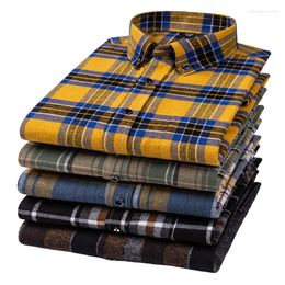 Men's Casual Shirts Plaid Long Sleeve For Men Cotton Flannel Soft Comfortable Clothing Fashion Styles Business Smart Dress
