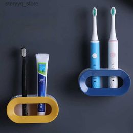 Toothbrush Holders Toothbrush Stand Electric Toothbrush Holder Double Hole Wall Toothbrush Organiser Brush Holder Bathroom Accessories Q231202