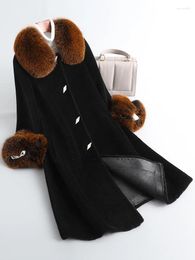 Women's Fur Mom's Sheep Fleece Coat Medium Length Collar Leather And Integrated Middle Elderly Haining