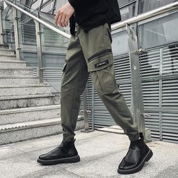 Men's Pants Cargo Men Korean Luxury Clothing Autumn Winter Side Pockets Trousers Slim Fit High Quality Work Wear Sale 36