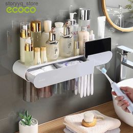 Toothbrush Holders ECOCO Adsorption Inverted Toothbrush Holder Automatic Toothpaste Squeezer Dispenser Storage Rack Bathroom Accessories Q231202