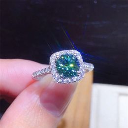 2CT Wedding Rings Luxury Jewellery 925 Sterling Silver Fill Round Cut Emerald Pave White Sapphire CZ Diamond Gemstones Women Party O258f