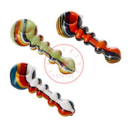 Latest Colorful Wig Wag Style Pyrex Thick Glass Hand Pipes Handmade Portable Filter Herb Tobacco Spoon Bowl Smoking Bong Cigarette Holder Tube