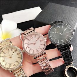 Wristwatches Fashion Brand Dress Rhinestones Women Watches Casual Sport Quartz Man Roman Silver Bracelet Stainless Steel Watch Factory Sales