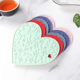 Table Mats Cup Pad Heart-shaped Silicone Non-slip Waterproof Mat With Rich Colour Heat Insulation Drinkware