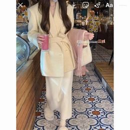 Women's Suits Quilted Thickened Woollen Suit Coat 2023 Autumn And Winter Korean Style High-end Solid Loose Casual Jacket Top