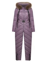 Womens Jumpsuits Rompers Ski Women Luxury Waterproof Winter Coat Real Fur Hooded Cotton Padded Warm Solid Parka Overalls Bear 30centigrade 231202