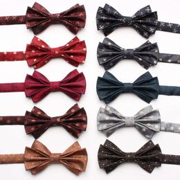 Bow Ties yarn-dyed jacquard polyester bowtie men's wedding groom and man suit bowtie double texture wholesale bowtie 231202