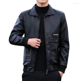 Men's Jackets Locomotive Lmitation Leather Jacket Men Spring Autumn Fashion Trend Casual Lapel PU Tide Brand Plankton Man Coat