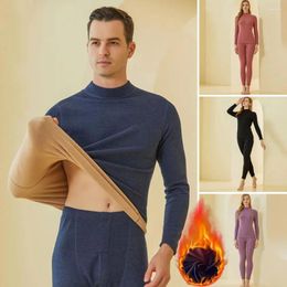 Men's Thermal Underwear 2 Pcs/Set Winter Warm Set Mock Collar Thick Fleece Lined Sport Base Layer Pyjama Homewear Top Pants