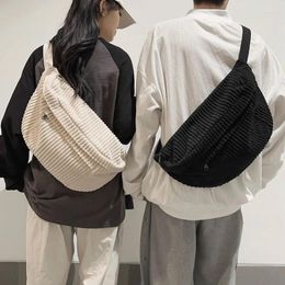Waist Bags Large Capacity Corduroy Women Pack Casual Fanny Academic Style Chest Bag Unisex Shoulder Crossbody Belt