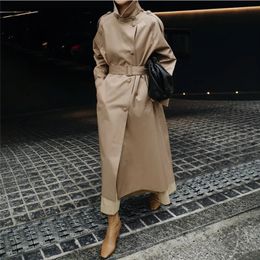 Women s Trench Coats Double Breasted Classic Long Women Stand Up Collar Streetwear Fashion Spring Fall Windbreaker Overcoat With Belt 231202