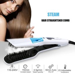 Hair Straighteners Professional Steam Straightener Brush Salon Wet Dry Fast Ionic Steampod Flat Iron Hair Straightener 231201