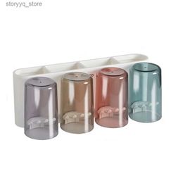 Toothbrush Holders Ecoco tooth brush holder Wall Mounted Toothpaste Storage Box Set Toothbrush Rack Mouthwash Cup Hole Free Toothpaste Holder Q231202