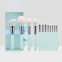Makeup Brushes 12PCS Brush Light Blue Beginner All Set Cosmetics Beauty Tools Facial Eye Accessories Brochas Maquillaje