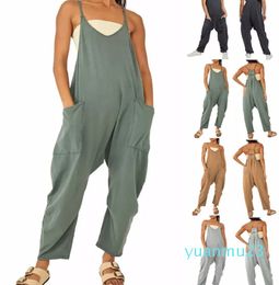 lu Women Bodysuits For Yoga Casual Jumpsuits One-piece Loose Sleeveless Playsuits Fitness Daily We