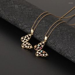 Pendant Necklaces Necklace Women's 18k Gold Plated Claw Set With Colourful Crystal Zircon Butterfly Fashion Jewellery