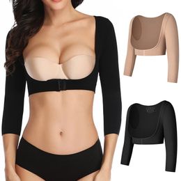 Arm Shaper Upper Arm Shaper Post Slimmer Compression Sleeves Posture Corrector Tops Shapewear for Women 3/4 Sleeve Crop Top Nude 231202