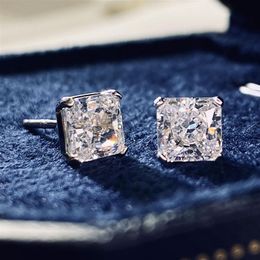 Flower Cut 2ct Diamond Stud Earring 100% Real 925 sterling silver Jewellery Promise Engagement Wedding Earrings for Women Men242w