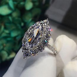 Brand New Vintage Jewelry Sparkling Luxury Jewelry 925 Sterling Silver Marquise Cut White Topaz CZ Diamond Gemstones Women Wedding3176