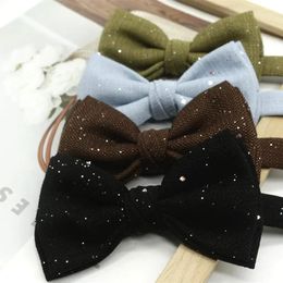 Bow Ties Retro cotton and linen bow tie men's Korean version of leisure wedding bride and groom bow stage suit pocket towel chest 231202