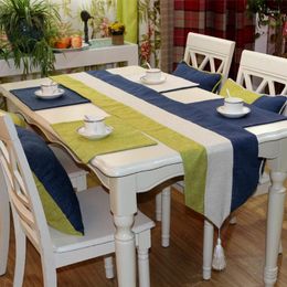 Table Runner Fashion Mediterranean Colorful Splice Cloth 32x200cm Cotton Linen Wedding Decor Bed