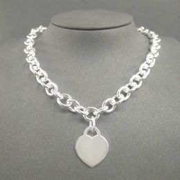 S925 Sterling Silver Necklace for Women Classic Heart-shaped Pendant Charm Chain Necklaces Luxury Brand Jewelry Necklace298x