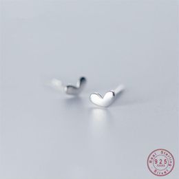 WANTME Korean Simple Sweet Love Heart Shaped Stud Earrings for Women Girls Kids Luxury Cute 100% 925 Sterling Silver Jewelry 21050307T