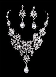 Bridal Crystal Necklace Earring Set Shiny Wedding Professional Jewellery Five Crystal Colours Extravagant And Beautiful Bride Jewelry5963458