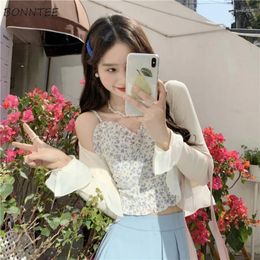 Work Dresses Sets Women Lovely Solid Ins Sweet Schoolgirl Summer Jacket Camisole Inside Outfits Casual Student Preppy Style Tender