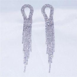 Dangle Earrings Fashion Long Tassel Crystal For Women 2023 Bijoux Luxury Shiny Gold Colour Star Exquisite Jewellery Gifts