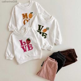 Clothing Sets Autumn Kids Clothing Set Baby Girls Clothes Tracksuit Embroidered Fruit Sweaters+Corduroy Pants Baby Boys Casual WinterL231202