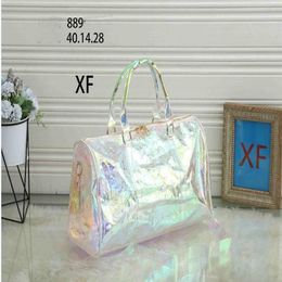 Designer women travel bags High Capacity luggage men shoulder pvc duffel bag carry on luggage Dazzle colour blue 40x14x28cm gyt289y