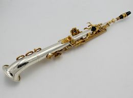 EM pro silver plated curved bell J type bell straight soprano saxophone Saxello <<