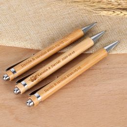 Other Event Party Supplies 10pcs Custom text Bamboo Pen Personalised Ballpoint guestbook pen wedding Favours and gifts wedding party supplies 231202