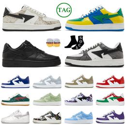 Designer STA Casual Shoes Shark SK8 Low Patent Leather women men Patent Leather White Blue Mad Shark Black Orange Beige Suede Silver outdoor jogging sneakers US11